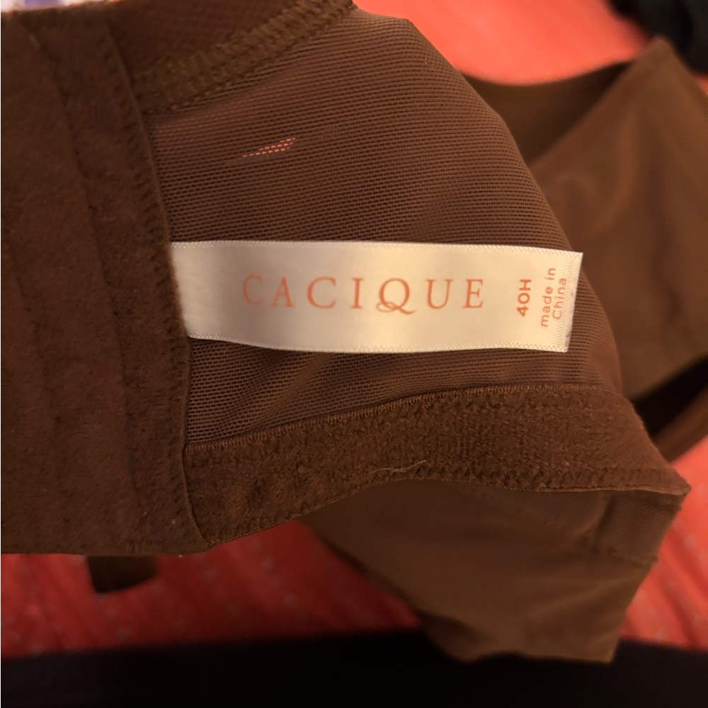 Cacique 40H Seamless T-Shirt Bra Full Coverage Underwire Brown Plus Size 40H/5D - Picture 4 of 4